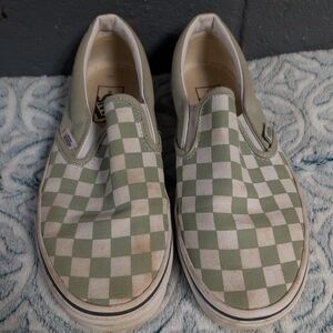 Vans Classic Slip-On in the Checkerboard Soft Sage Green colorway.Size 7.5 Women